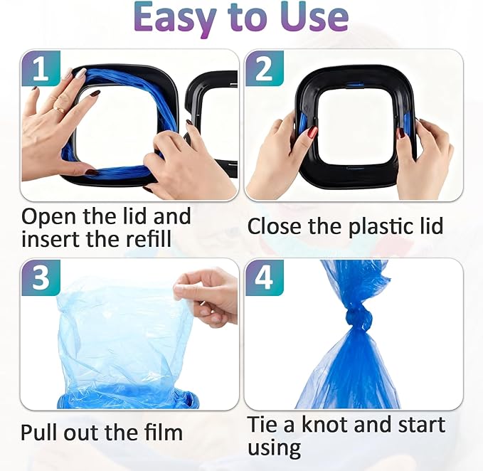 50 Pcs Cat Litter Refill Bags Compatible with Litter Genie XL/Plus/Standard/Pet Pail, Durable Universal Cat Litter Refills with Odor-Lock Design(Not Include Cartridge)