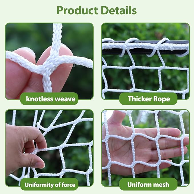 Safety Rope Net for Kids,Knotless Fence Net for Balcony Stairway Guard,Outdoor Terrace Decoration Pet Anti-Fall Rope Netting,Baseball Sports Netting(Size:0.5M*9M(1.64FT*29.5FT),Color:White)