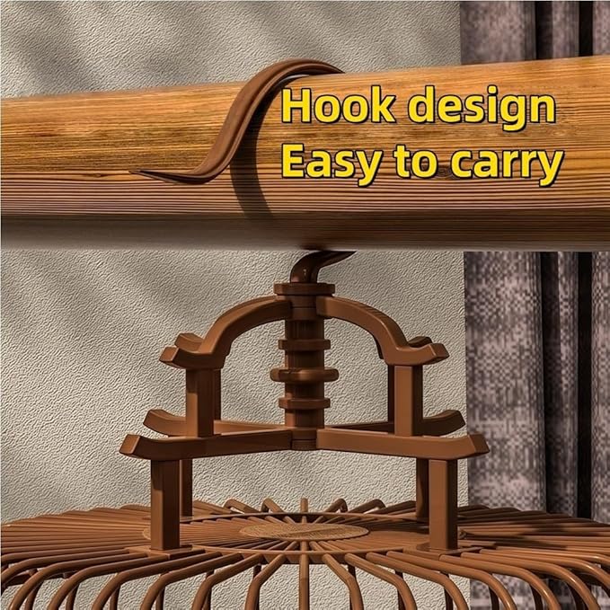 Retro Bird Cage, Parrot Carrier with Hook and Stand, Portable Birds Carrier for Balcony, Living Room, or Outdoor