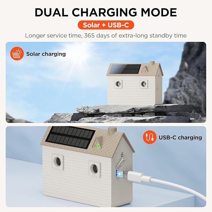 Ultrasonic Dog Bark Deterrent Devices,Anti Barking Device,Dog Barking Silencer Up to 50 FT,3 Modes,Solar and USB Dual Charging Function,Indoor Outdoor for Dogs Training & Behavior Aids,Beige