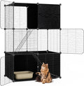 PETSITE Cat Cages Indoor, 3-Tier DIY Cat Enclosure with 2 Ladders, Detachable Metal Wire Kennel Catio with 3 Lockable Doors, Ideal for 1-3 Cats or Other Small Animals, 29 x 18.5 x 43 in