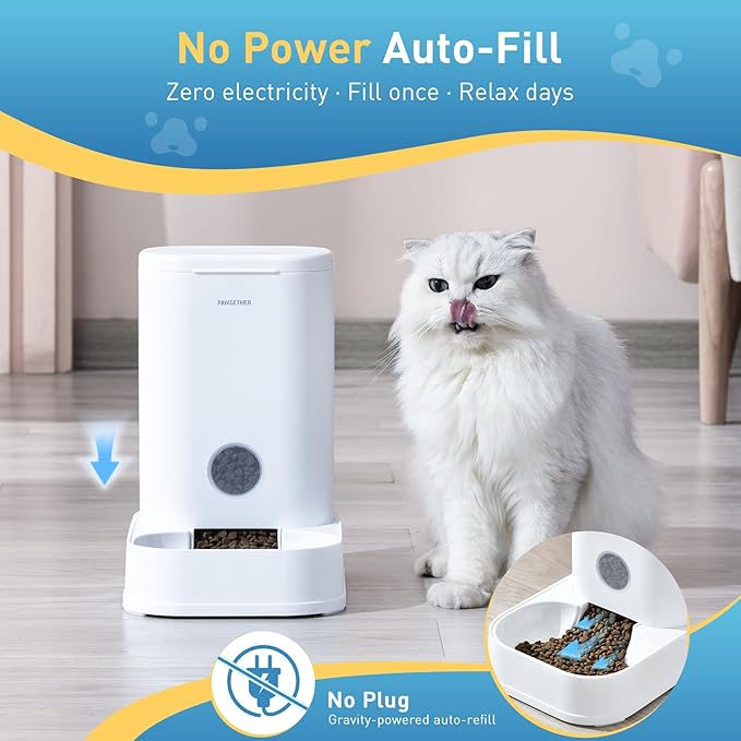 PAWGETHER® Gravity Cat Feeder, Self-Dispensing Dog Food Dispenser, Pet Food Station 1 Gallon/3.5L Capacity Automatic Pet Feeder Cat & Dog Food Bowl, Easy to Fill