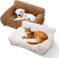 Indoor Pet Sofa Bed | Cat Sofa Bed, Soft Square Pet Bed, Indoor Non-Slip Cat Bed, Comfortable Plush, Suitable for Small to Medium Cats and Dogs(Khaki, M(23.62 * 17.71 * 9.84in))