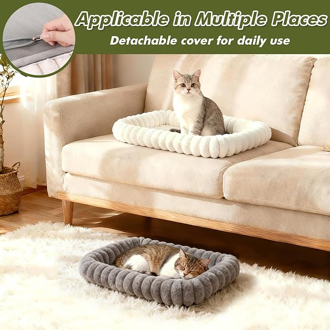 Cloud-Cuddle Cat Window Perch with 4-Sided Bolster, Zipper Design Cushion Window Seat for Window Sill, Sturdy Metal Frame & Easy Assembly Pet Hammock Bed for Indoor Cats (White, Large)