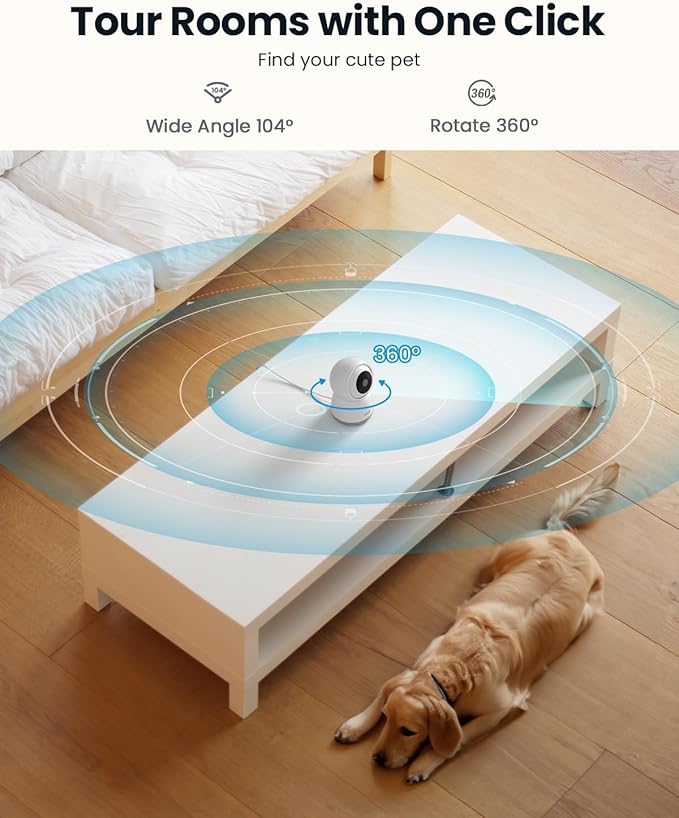 ieGeek Indoor Camera, 2K Cameras for Home Security, 5G Security Camera Indoor, 360° Pet/Dog/Baby Camera with Phone App, AI Tracking, 2-Way Audio, Night Vision, 24/7 SD Card Storage, Alexa