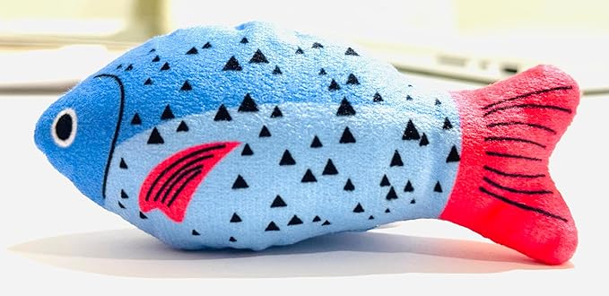 LEO & LEXI Velvet Plush Fish Cat Toy for Indoor Cats & Kittens – Lightweight Hunting, Kicking & Carry Toy, Soft Prey Toy for Boredom Relief, Washable