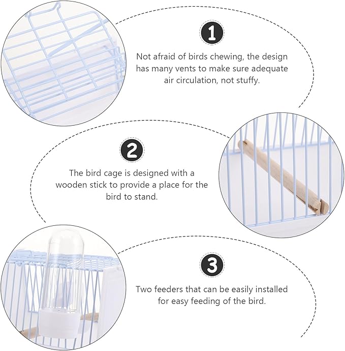 Beaupretty Portable Handheld Bird Carrier Cage for Travel Lightweight Metal Pet Bird Cage with Spacious Design for Parrots Budgies Suitable for Outdoor Trips and Hiking