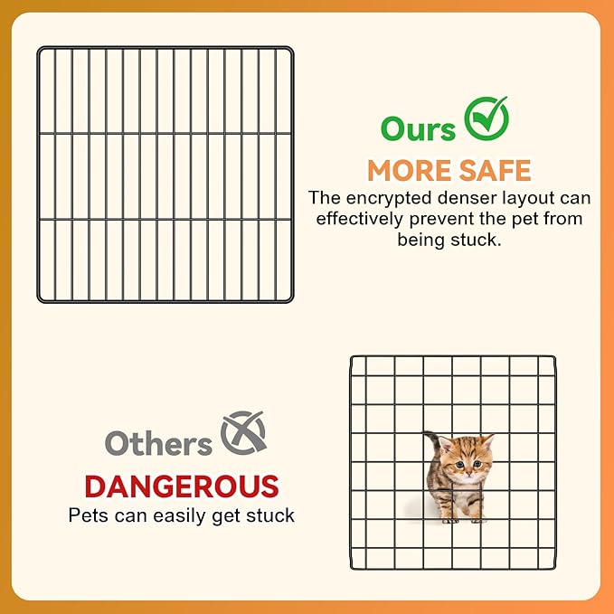 Cat Cage, 4-Tier DIY Cat Enclosures Catio, Cat Playpen Indoor & Outdoor with Hammock, Detachable Metal Wire Kennel Cats Crate, 2x2x4 Exercise Place for 1-3 Cats/Kitten