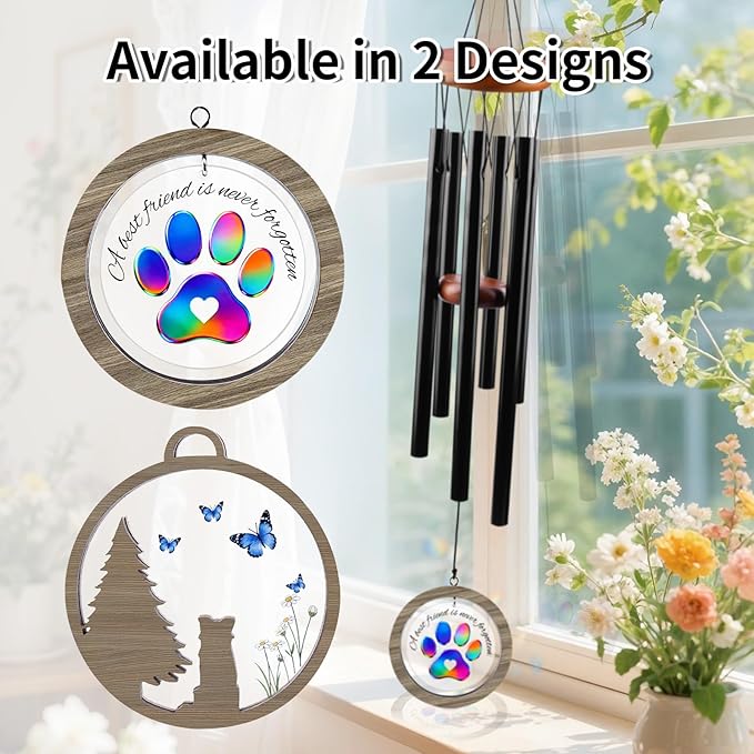 Pet Memorial Wind Chime – Dog Memorial Gifts for Loss of Pet, Loss of Pet Sympathy Gift, Pet Remembrance Bereavement Gift (Tree-Dog)