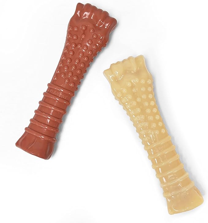 Nylabone Textured Knuckle Bone Power Chew Toy for Dogs, Durable & Tough Dog Toys for Aggressive Chewers, Original & Bacon Flavor, X-Large - 50+ lbs, 2 Pack
