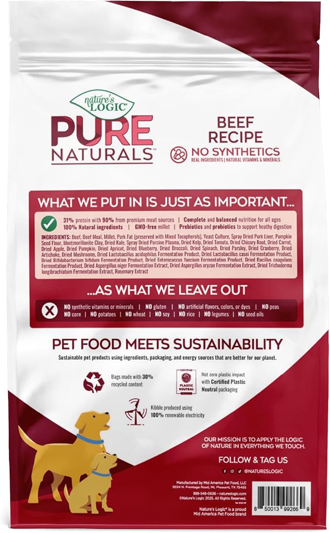 Nature’s Logic Pure Naturals™ 100% Natural Beef Recipe Synthetic-Free Dry Dog Food, 4.4 lbs