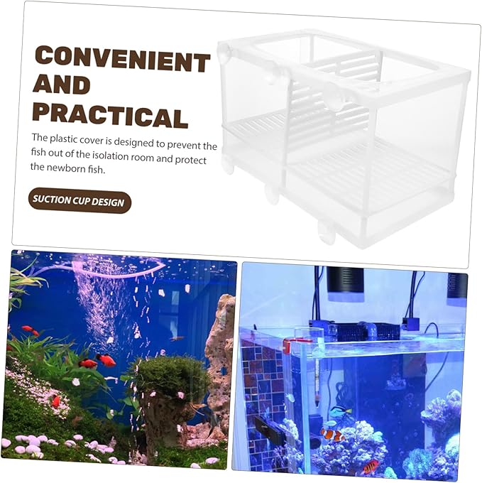 GANAZONO 2pcs Fish Hatchery Boxes Isolated Breeding Tank Large Capacity Suction Cup Design Easy Installation Random Style