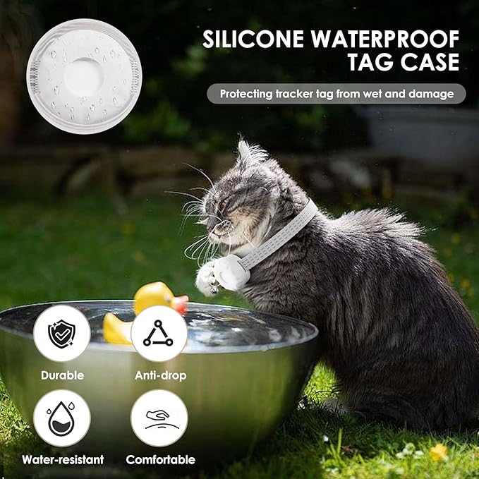 Cat Tracker, MINI GPS Tracker for Cats, Pet Tracker for Cats Compatible with Apple Find My App (Only iOS), No Monthly Fee, Real-Time Tracking, Smart Alerts, Up to 1-Year Battery, Waterproof