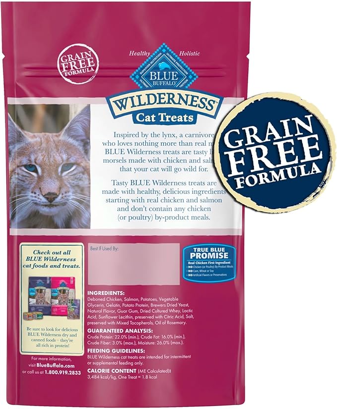 Blue Buffalo Wilderness Grain Free Soft-Moist Chicken & Salmon Cat Treats, 2-oz. Bag