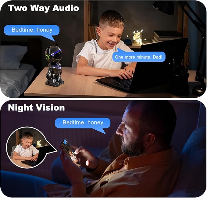 Cameras for Home Security Indoor Robot, 2K 2.4&5Ghz Indoor Camera WiFi Wireless Pet/Nanny/Dog Camera Phone App, Human Detection Color Night Vision, 2 Way Talk