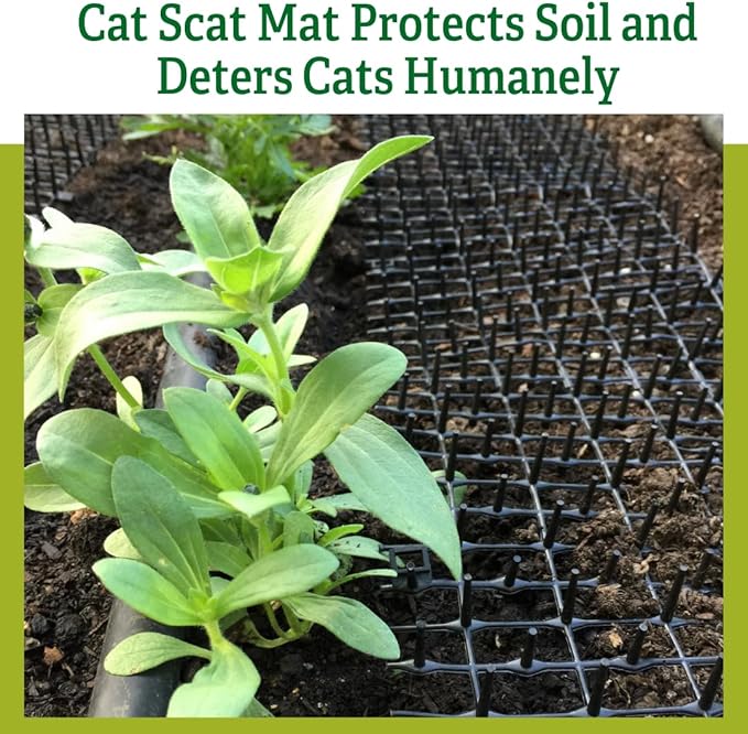 Gardener's Supply Company Cat Scat Mat | Harmless & Non-Toxic Animal Deterrer for Indoor Outdoor Garden & Plant Protection | 6.5 Feet Long - Easy to Cut to Size - Black