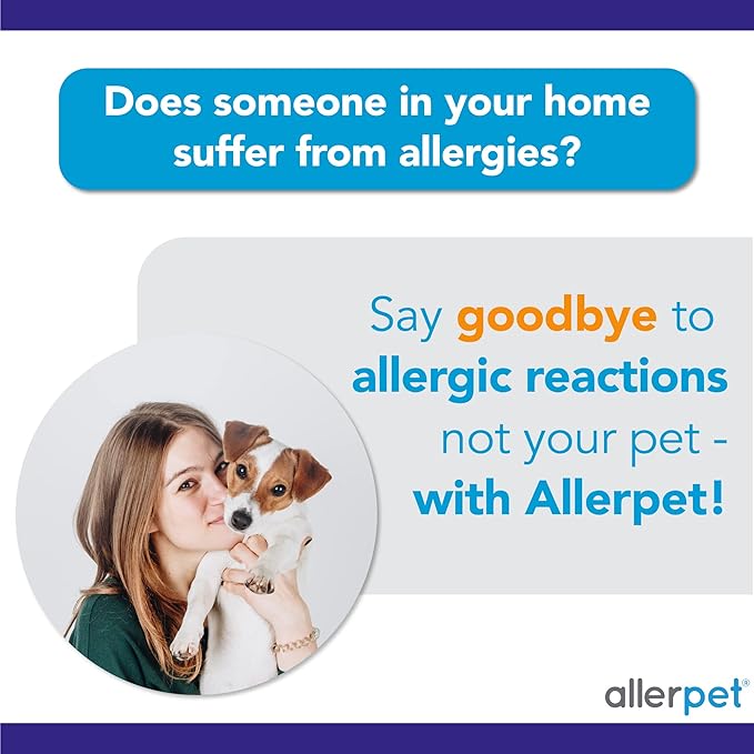 Allerpet Dog Dander Remover w/Free Applicator Mitt & Sprayer - Best Pet Dander Remover for Allergens - for Canine Dry Skin Treatment - Good for Fur & Skin - (12oz)