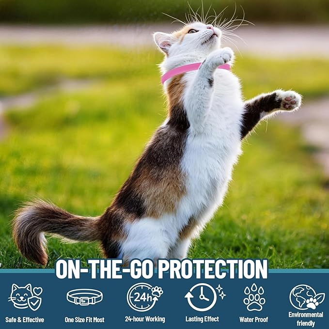 Cat Flea Collar 4 Pack Flea Collar for Cats, Adjustable Waterproof Flea and Tick Prevention for Cats and Kittens - 32 Months Protection - Flea and Tick Treatment - Pink