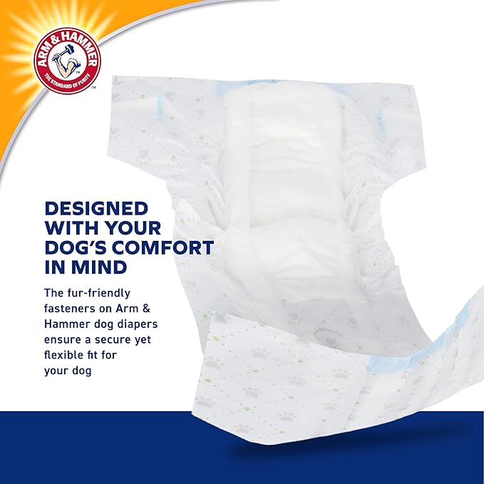 Arm & Hammer for Pets Disposable Female Dog Diapers with Odor Control and Wetness Indicator, Leak Resistant Dog Diapers for Incontinence and Heat Cycles, Size Medium 16.5–21 in Waist, 12 Count - 2 Pk