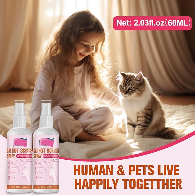 Cat Repellent Spray, Natural Plant-Based Formula, Deters Scratching & Urine Marking, Safe for Furniture, Carpets & Cats, Easy Spray Application