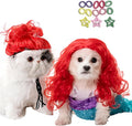 Red Funny pet Wig – DIY Haircut & Adjustable Fit – Red Wig Mermaid Costume for Pets Cat & Dog Costume for Halloween, Party, Photo Shoots – 3D Natural Look – Fits 5kg-50kg Pets