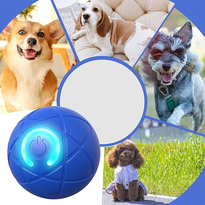 2025 LED Interactive Dog Ball Shaky for Lighted Electric Ball Thrower Launcher USB Rechargeable Automatic Moving Dog for/Small/Medium/Large Dogs (Blue)