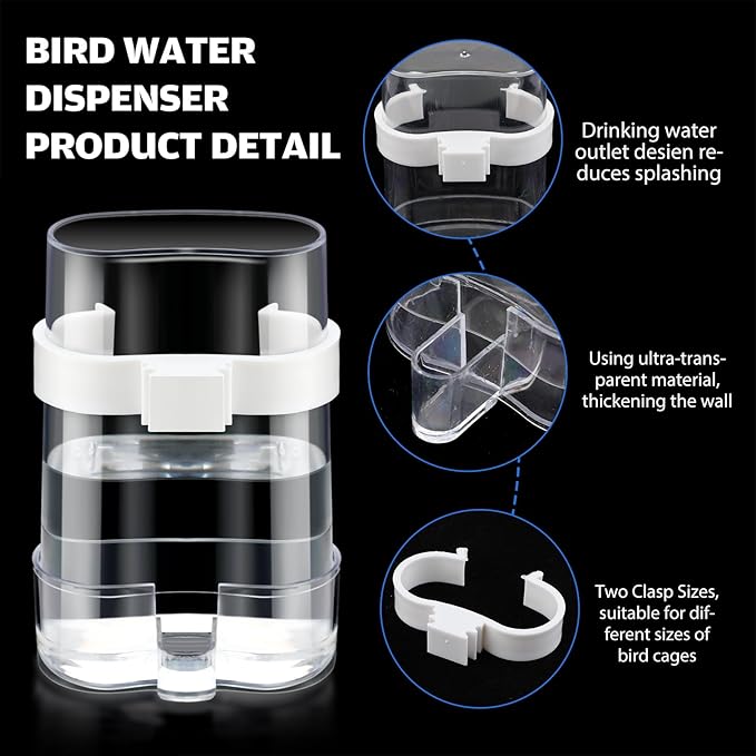 Yaomiao 4 Pcs No Mess Small Bird Feeders Automatic Parakeet Water Dispenser Clear Quail Feeder and Watered Cage Accessories for Small and Medium Parakeet Cockatiel Canary(Assorted,Blue)