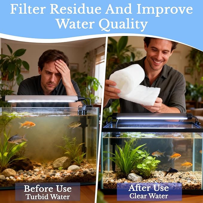 MAQIHAN Aquarium Filter Pad - Aquarium Filter Media,39.4 x 11.8in Media Roll for Fish Tank, Ponds,Garden, Saltwater,Fershwater,Plant, Trutle (1)