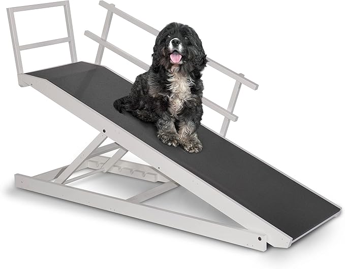 Large Dog Ramp for Bed, by DoggoRamps – Extra Wide Dog Ramp for Large Dogs to Get on High Beds up to 35" Tall – Wide Ramp with Rails, Platform & Non-Slip Grip – Made in N America from Solid Hardwood