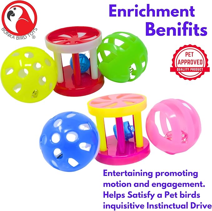 1195 Pk2 Play Three Bonka Bird Toys Foot Colorful Durable Parrot Quaker Parrotlet Budgie Finch
