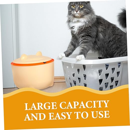 Happyyami 1set Sealed Cat Litter Trash Can Lid Waste Bags Included Easy to Maintain Pet Waste Container Odor Prevention Design for Home Use