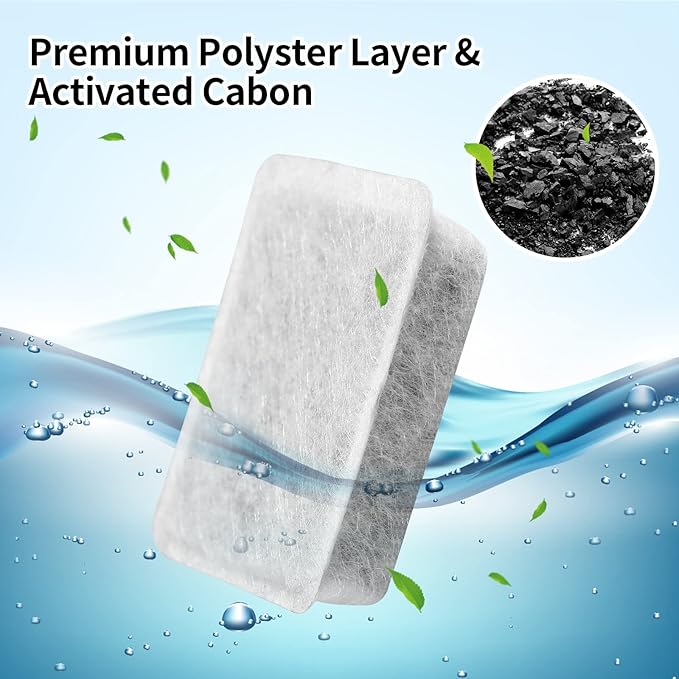 Pet Fountain Charcoal Water Filter Replacement, Dog Cat Water Bowl Filter Pet Water Filter Fit for Gravity Waterer Bowls Pack of 12