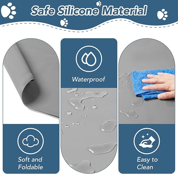 Pee Pad Holder for Dogs, 24" x 24" Non-Slip Silicone Puppy Pee Tray Mat with 4 Magnetic Clips, Reusable, No Spill Raised Lip High Edge, Leak-Proof Puppy Toilet Training Pad for Indoor Floor Protection