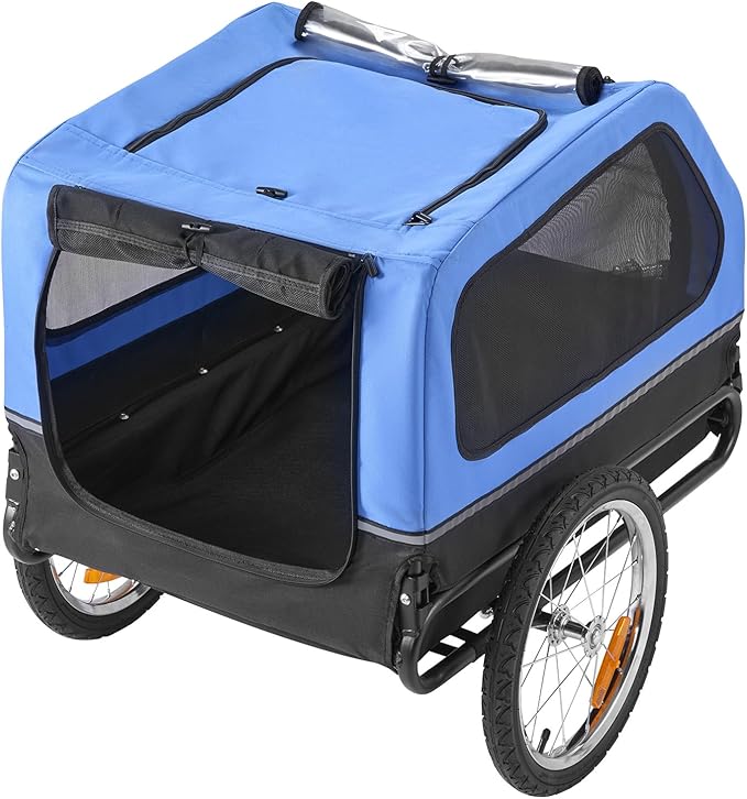 VEVOR Dog Bike Trailer, Supports up to 88 lbs, Pet Cart Bicycle Carrier, Easy Folding Frame with Quick Release Wheels, Universal Bicycle Coupler, Reflectors, Flag, Collapsible to Store