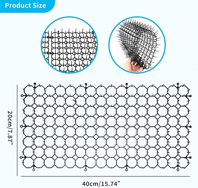 10 Pack 16 x 8 Inch Cat Scat Mat with Spikes, Scat Mat for Cats Cat Deterrent Mat Digging Stopper Repellent Spike Mat