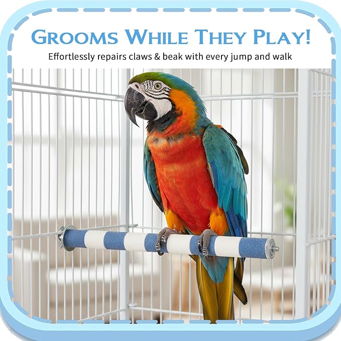 Parrot Perch Rough-Surfaced Bird Perch Stand Bird Cage Perches Stand Grinding Claw Sticks Birds Beak Grinding Stone Trimming Birds Perches for Cage Parrot Conure Budgie Toys Birdcage Accessories