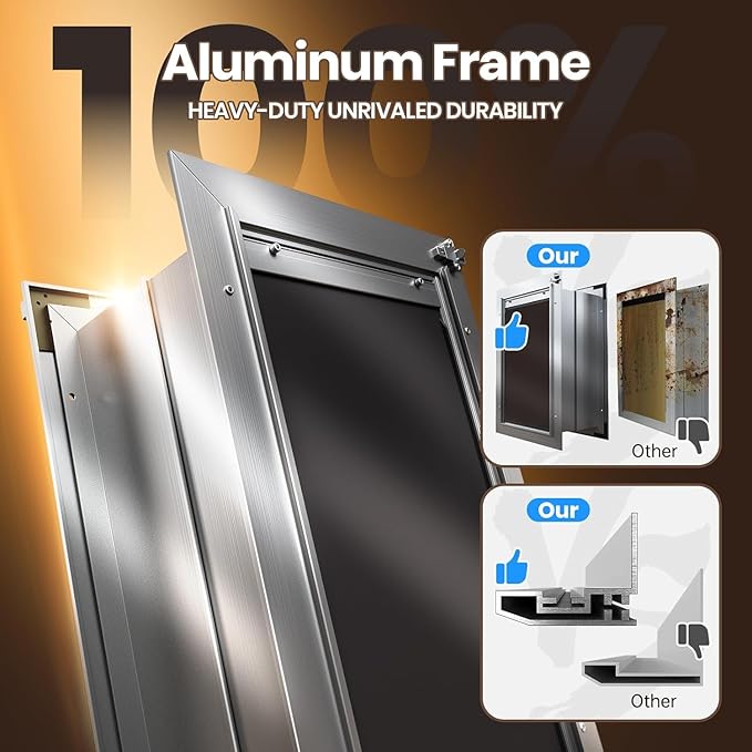 Cat Door for Wall, Small Pet Door, Heavy Duty Doggy Door, All Aluminum Frame, 2 Magnetic Flaps, Energy Efficient, Telescoping Tunnel, Sliding Lock Panel, Easy to Install (Pets Up to 22 LB)