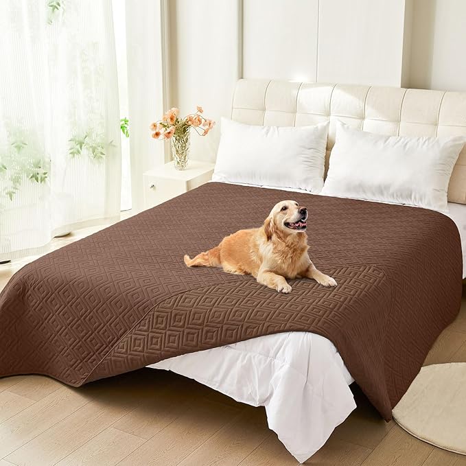 hyha Waterproof Dog Blanket, Soft Dog Bed Cover Pet Blankets, Waterproof Sofa Couch Cover for Dogs Washable, Reversible Pet Couch Covers for Sofa Furniture (52x82 Inch, Brown/Brown)