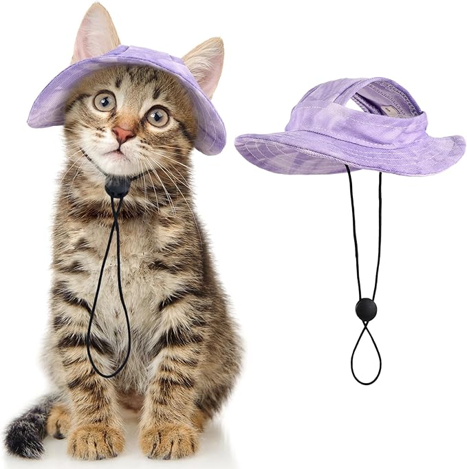 DENTRUN Cat Cowboy Hats with Ear Holes - Mini Sombrero Kitten & Chihuahua Hats for Tiny Pets - Fun Birthday Party Costume & Decorations