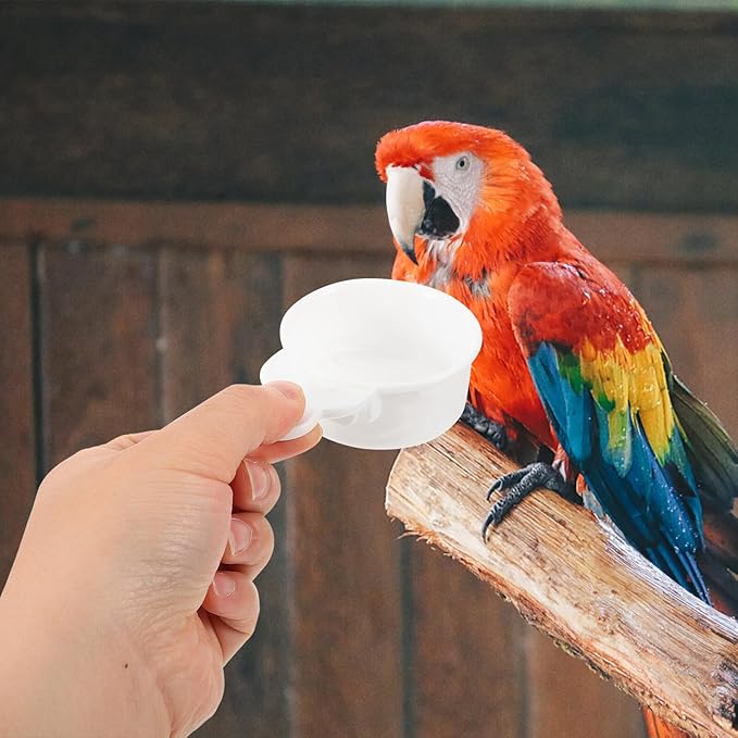 Artibetter 2pcs Parakeet Food Bowl and Water Dispenser Set for Bird Cage No Mess Hanging Feeding Cups for Small Birds and Parakeets Sturdy Plastic Watering Supplies