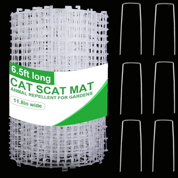 SHUESS Cat Scat Mat with Spikes 79"x12" Cat Deterrent Mat with Indoor & Outdoor, Anti Cats Spikes to Keep Dog Off Couch Furniture, with 6 Staples (6.5 ft)