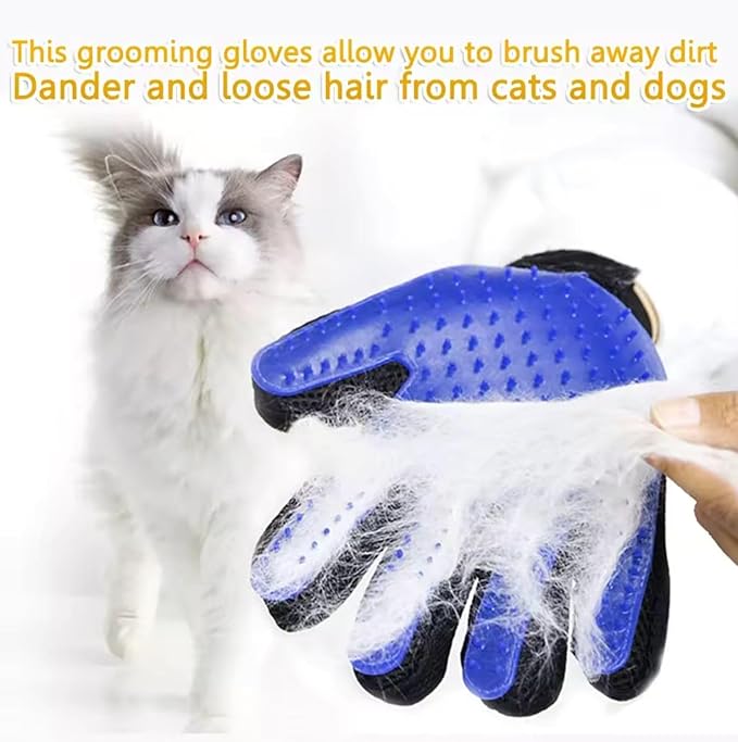 Pet Grooming Glove-Pet Hair Remover Glove- Perfect pet Cleaning Brush Glove- Perfect Washing Glove Brush of The Dog & pet for Short and Long Fur - 1 Pack (Right-Hand), Blue