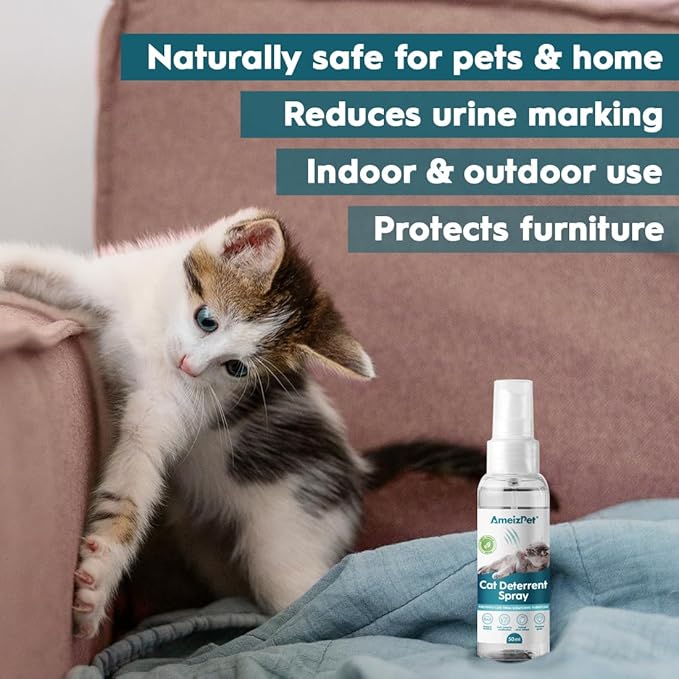 Cat Scratching Deterrent Spray, Cat Repellent Spray, Stop Cats Scratching Furniture, Carpets, Curtains and Plants, Safe and Effective Solution, Use Indoor & Outdoor, 1.69 fl oz (50 ml)