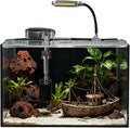 2.5 Gallon Fish Tank Starter Kits, with Led Light, Filter Pump, Cover, Small Fish Tank Betta Aquarium (30x18x20CM)