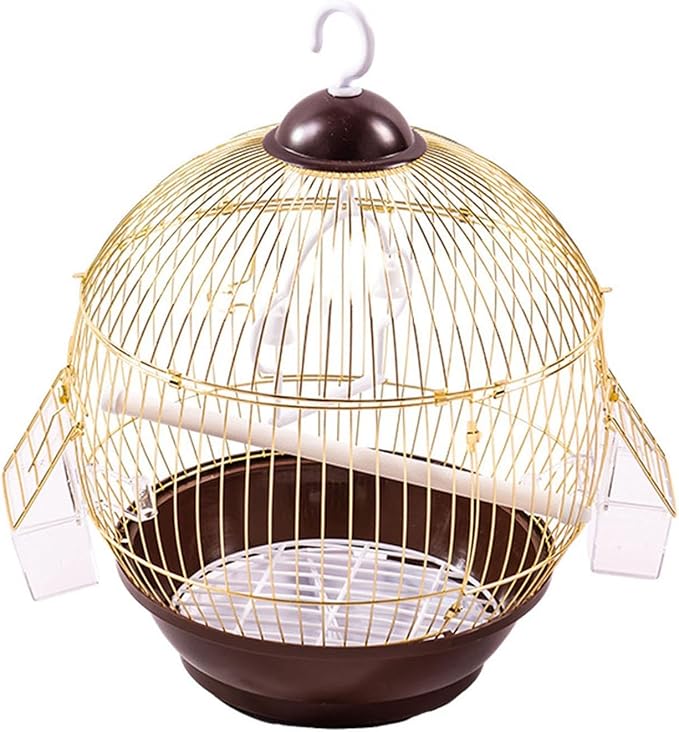 Cage Birdcage Pet House Metal with Food Cup Stand Cage Bird Cage for Budgies Cockatiels Parrot African Grey Conures, Gold