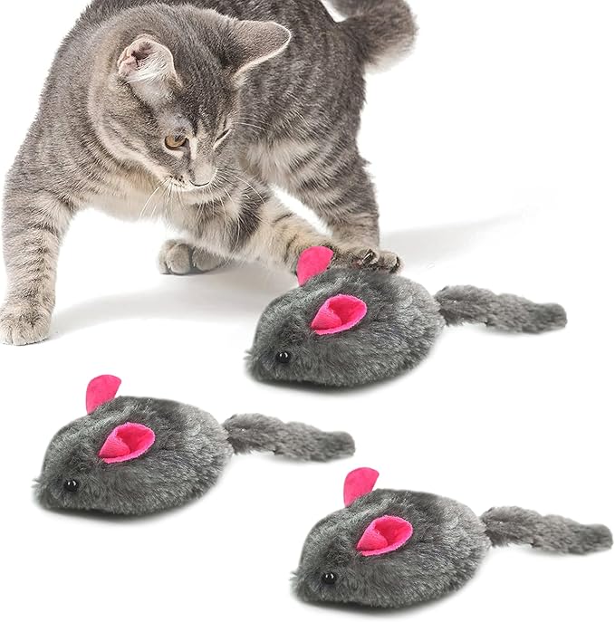 SunGrow Squeaky Plush Hamsters for Cats, Tug Squeaker Chews for Kittens' Interactive Fun, Hide and Seek Activity, Soft Stuffed Fetch for Ferrets, Dark Brown, 6 Pcs per Pack