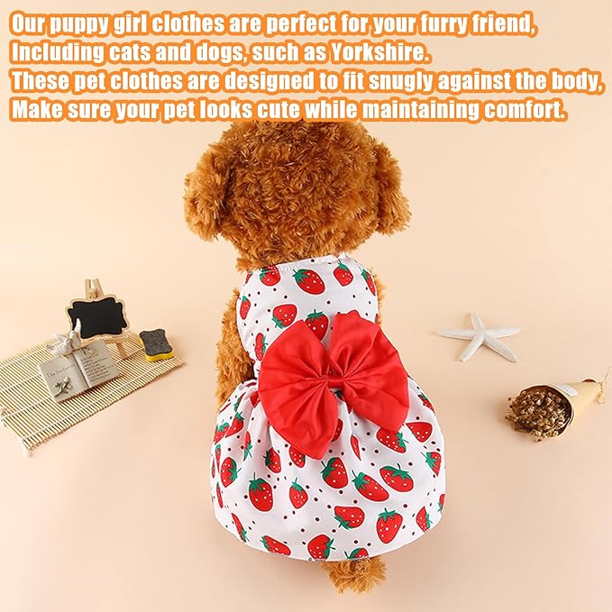 Dog Dress,1PC Dog Dresses with Cute Bowknot,Summer Dogs Clothes Pet Princess Dresses for Chihuahua Yorkies Puppies Cat Outfit