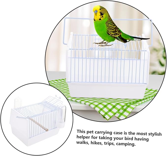 1set Portable Bird Carrier for Travel Compact Pet Bird Cage Handle for Outings Hiking and Shopping for Parrots and Small White Small