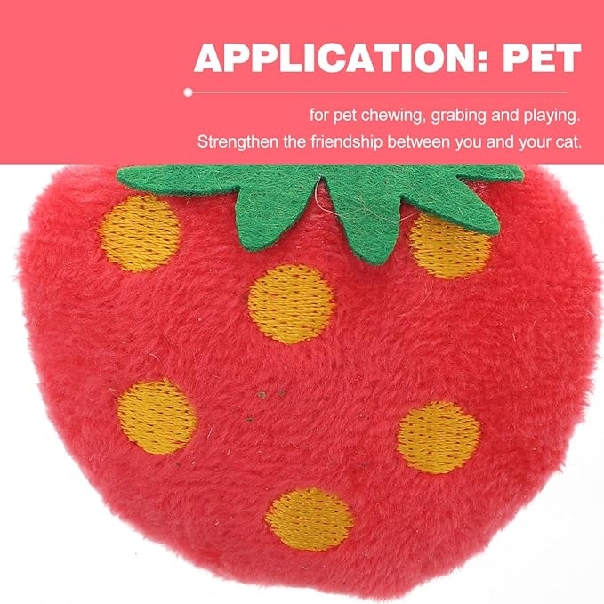 10 Pack Strawberry Cat Toy - Interactive Plush Chew Toys for Indoor Cats and Small Dogs - Cute Fruit Catnip Scented Kitty Teething Supplies for Valentine's Day Pet Gift