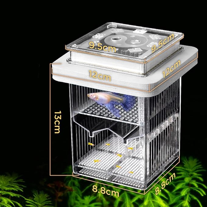 Aquarium Clear Breeding Box Double-Layer Hatchery Incubator for Fish Fry Shrimp Isolation & Spawning Adjustable Partition Fish Breeding Tanks